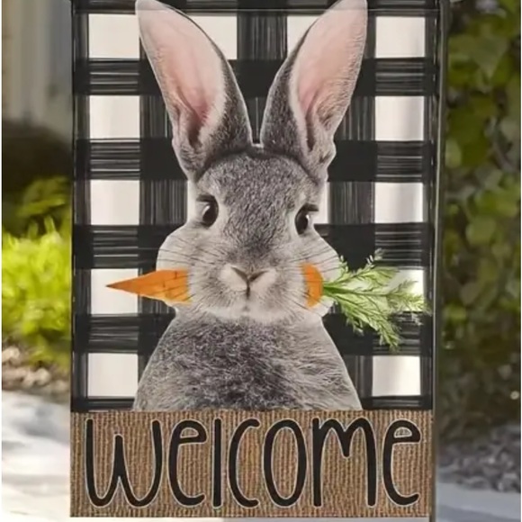 NIP Welcome Burlap Double Sided Garden Flag 
1pc, 12” x 18” Easter Bunny - Picture 2 of 2